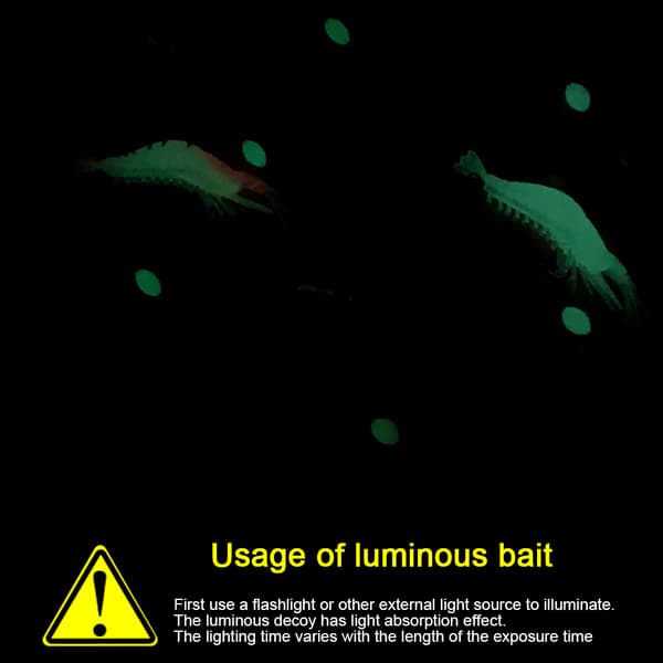 Sæt med bløde lysende rejer, fiskemadding med kroge og perler til fiskeri