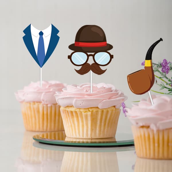 Fars Dag-tema 12-dele Cupcake Topper Sæt til Fest Dessert Dekorationer