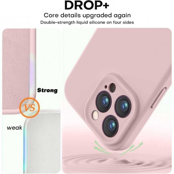 iPhone 14 Pro Max Gummibelagt Skal med Kameraskydd Liquid V2 - Rosa