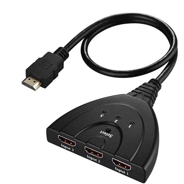 3-Portars HDMI-switch, 1 utgångsadapter med automatisk ingångsväljare, HD 1080P dataöverföring för PS3, projektor, DVB-mottagare