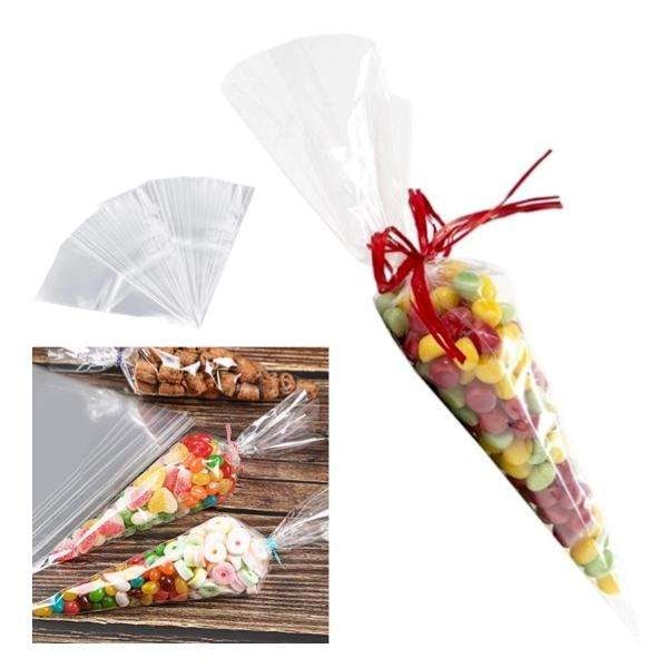 100-Pack Cellofanstrutar - Cellofanpåsar - Cellofan Strutar Transparent