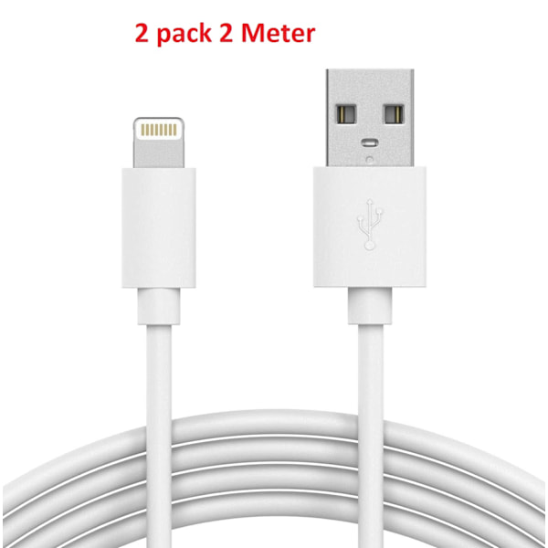 2-Pack 2M laddare iPhone 11/X/8/7/6/5/iPad