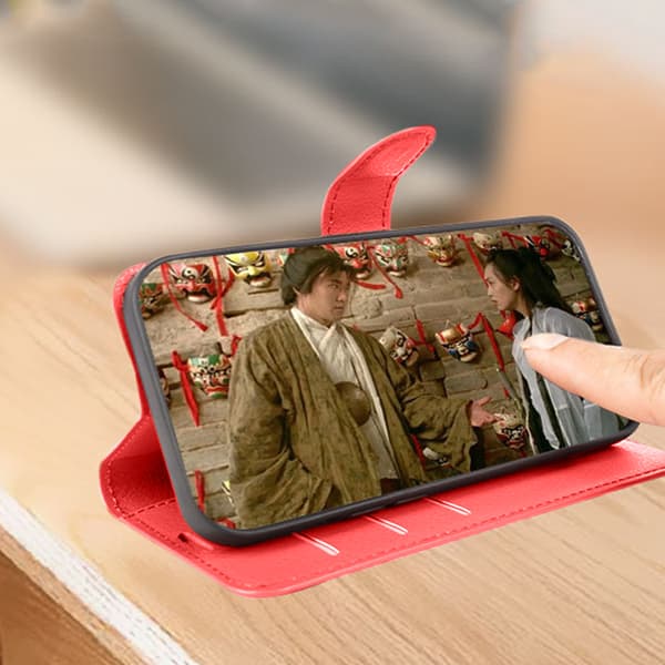iPhone 7/8 PLUS Wallet-cover i LÆDER - 3 kortpladser - 6 farver - RØD rød