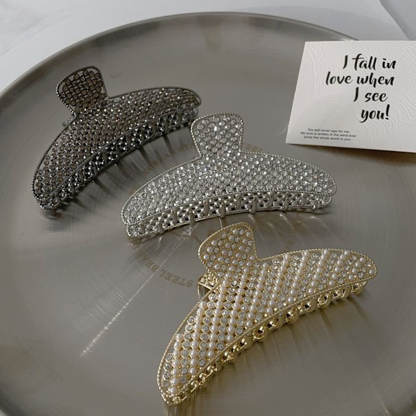 Pärlhårklämma - Silver, delikat design, hårklämma