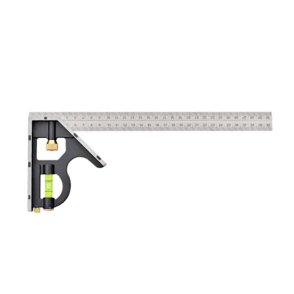 Kombinationsvinkelmåler 300 mm rustfrit stål med vaterpas