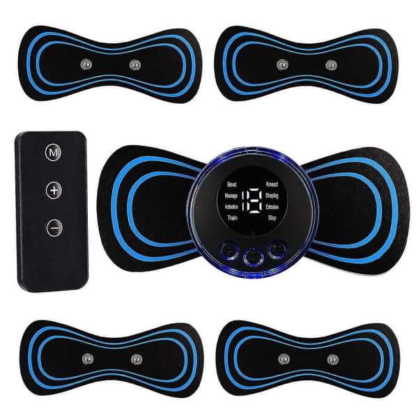 Bærbar EMS Mini Elektrisk Nakkemassasje Cervical Massasje Stimulator Klistremerker