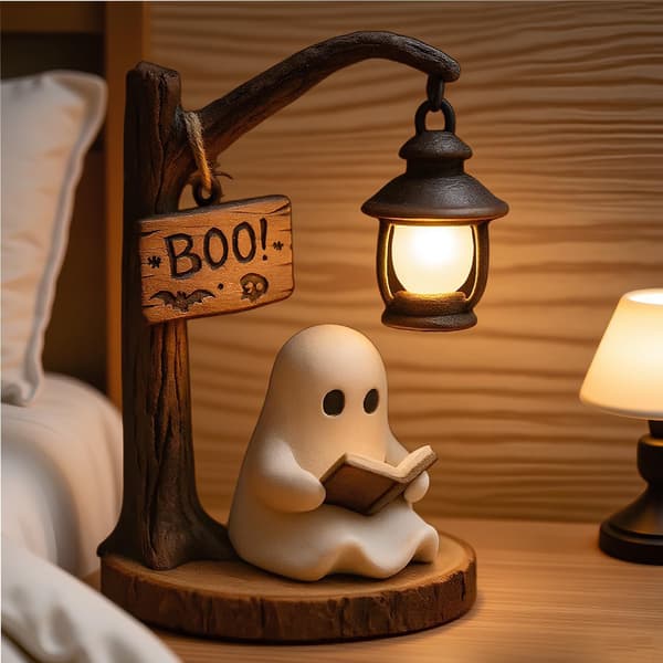 Halloween Spøkelsesfigur, Spøkelse Leselampe Design: Unik 3D Nattlys, Gave og Skrivebordsdekorasjon