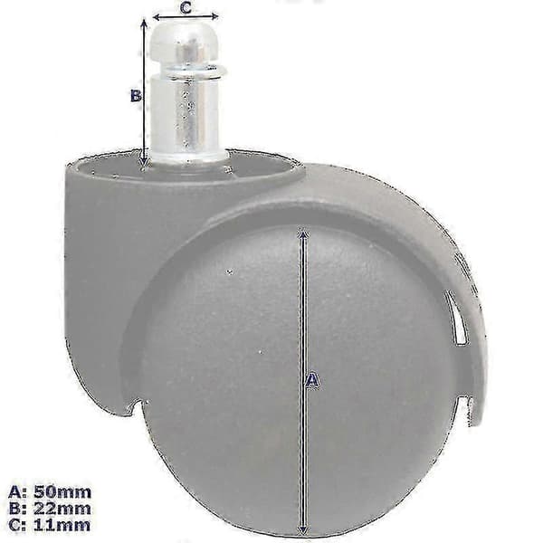 50 mm:n toimistotuolin pyörät - 5 kpl:n sarja - Musta