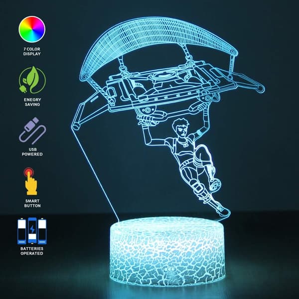 3D Poke Krystallampe RGB Dæmpbar Stemningslampe 7 Farver Lysbase C