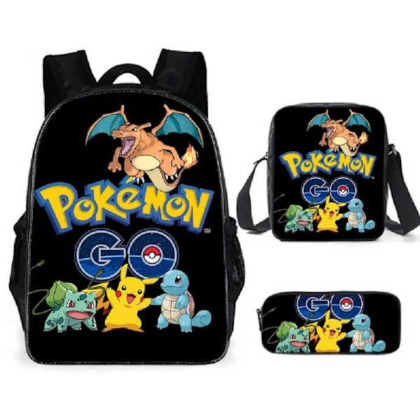 3-pack Pokémon Skolväska Pikachu Ryggsäck Polyester Bekväm Blixt Barnväska Färg 13
