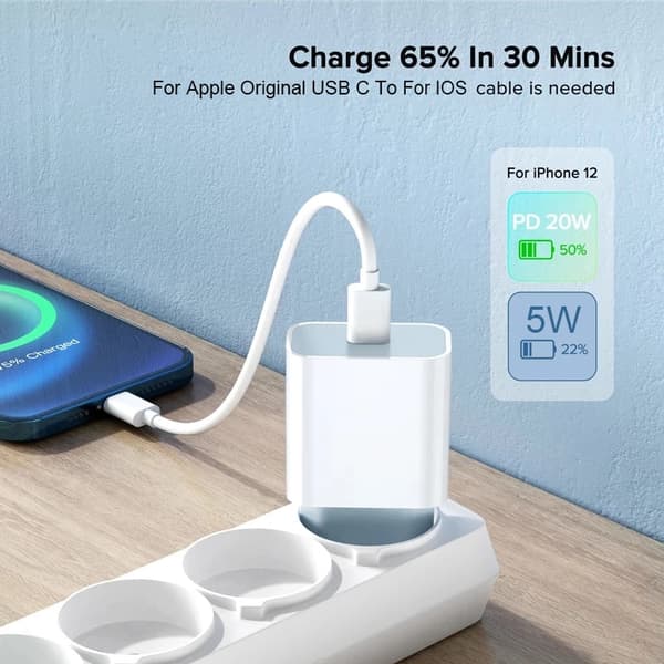 20W Hurtiglader for iPhone – 2-pakning doble USB-kabler