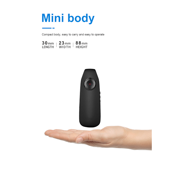 Full HD 1080P Kroppskamera, Magnetisk Klämma med Rörelsedetektering, Multifunktionell Minikamera för Utomhussporter, Säkerhet, Möten, Lätt att Använda