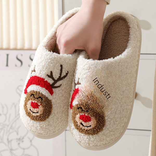Mysiga tofflor för vintern, juldesign varma fleecetofflor med mjukt plyschfoder, memory foam-innersula halkfri sula bekväma inomhustofflor Gingerbread Man 38/39
