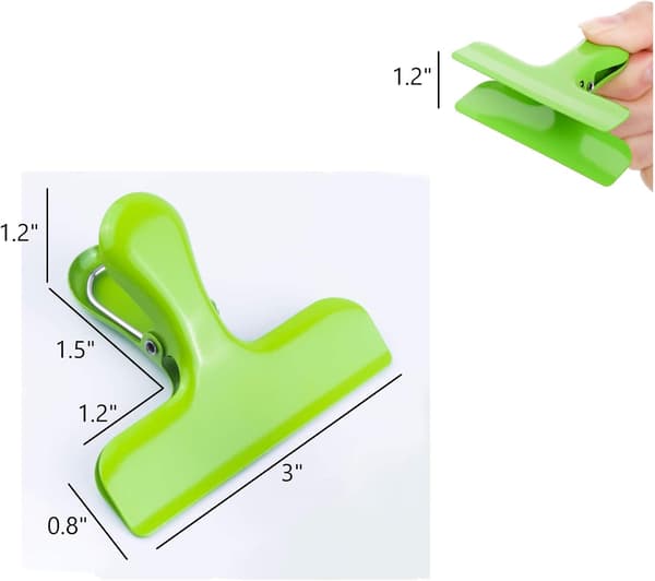 Croc Jaws Chip Clips Grön. Rostfritt stål. 7,6 cm - 3-pack