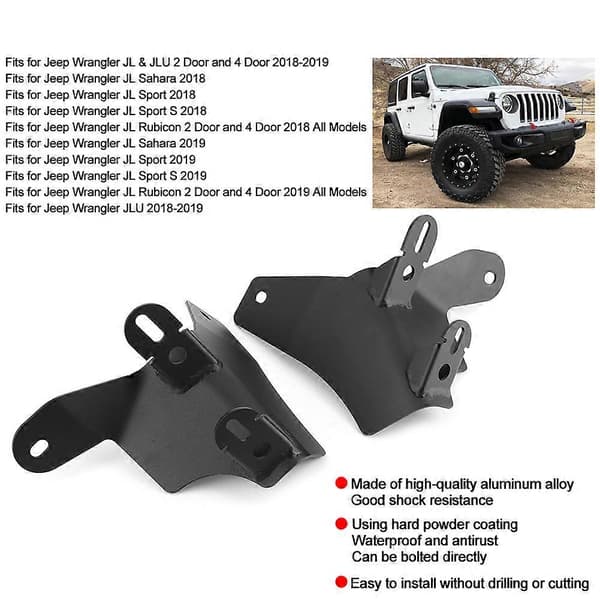 A-stolpe arbeidslys brakett doble nedre frontrute LED kube lampefester sett passer til Jeep Wrangler JL 2018 2019