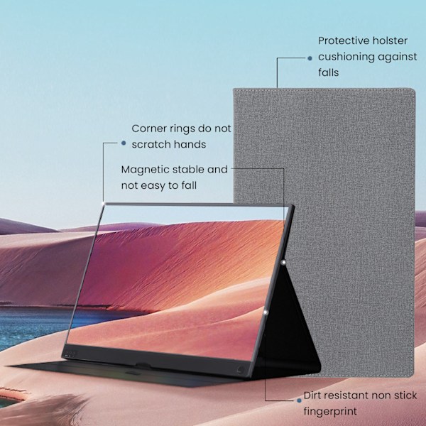 16.1 tum 1080P Portabel Skärm 16:9 IPS-skärm 1920x1080P 60Hz VESA-fäste USB C 3.1 Gaming Skärm för PS5 Laptop Dator