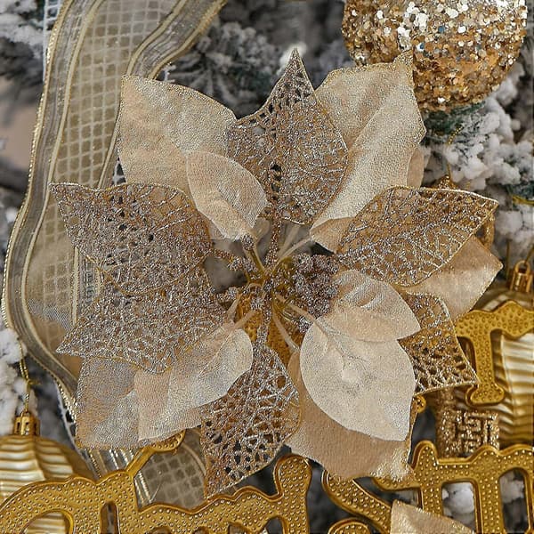 10-pak jule-julestjerneblomster, glitter-julestjernebuske, juletræsblomster, jul