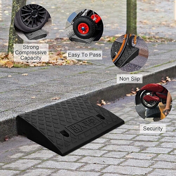 Tröskelramp för uppfart och trottoarer, multifunktionell, kraftig plast, lätt, bärbar ramp som klarar upp till 1000 kg, halkfri
