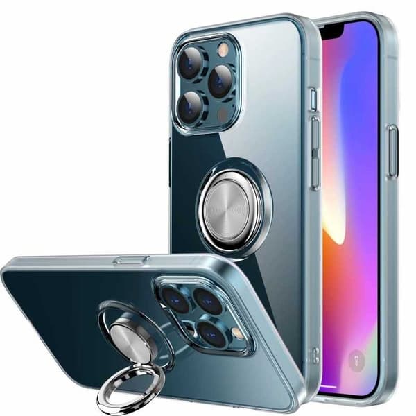 iPhone 13 Pro Stødsikkert Cover med Ringholder Frisk Transparent