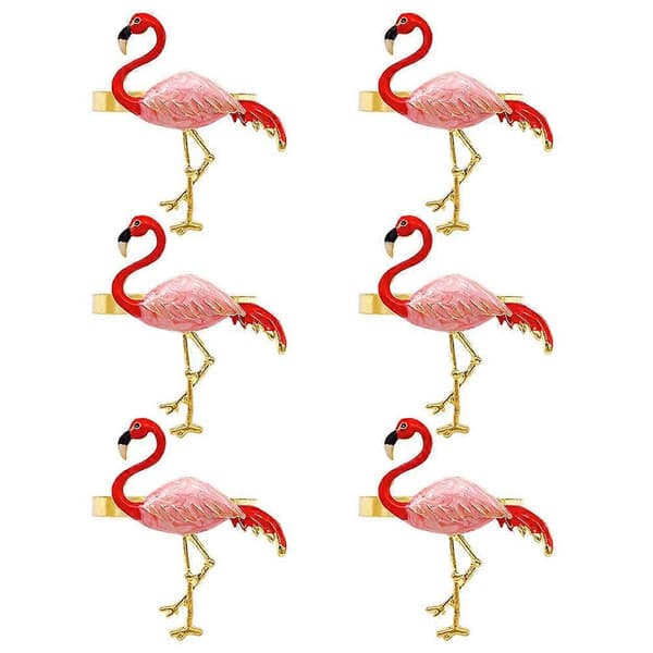6 stk. serviettspenner med flamingodesign, dekorative serviettringer til hawaiifest
