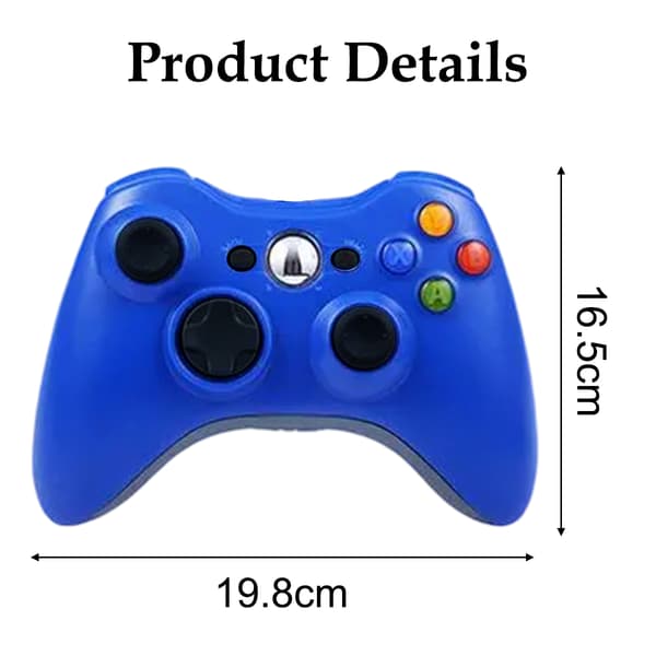 Trådløs controller til Xbox 360, ergonomisk design, endeløs gameplay gamepad med trådløs forbindelse og justerbar D-pad, komfortabelt greb med blue