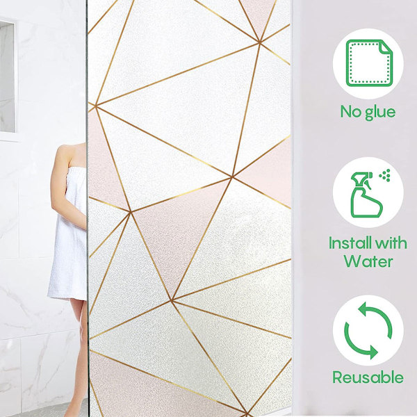 Dekorativ fönsterfilm, icke-vidhäftande insynsskydd med lång livslängd, UV-skydd för minskad bländning, elegant design, enkel installation, återanvändbar