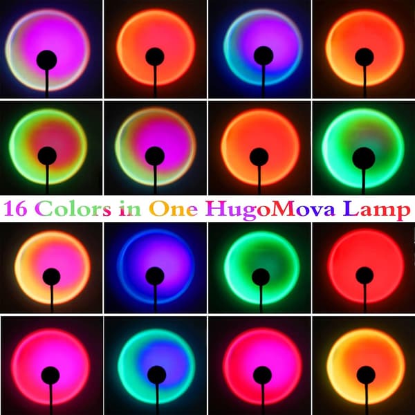 Solnedgangslampe, LED solnedgangslys, 16 farver solnedgangslampeprojektor, sollys lampe regnbue natlys projektor til rumfotograferingsfest
