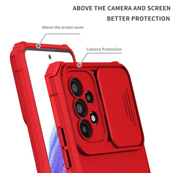 Galaxy A33 5G Skal Kickstand Kameraskydd Slide - Röd