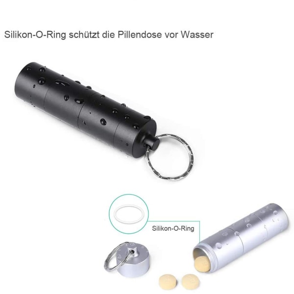 2-pack vattentät pillerbox nyckelring med 3 delbara