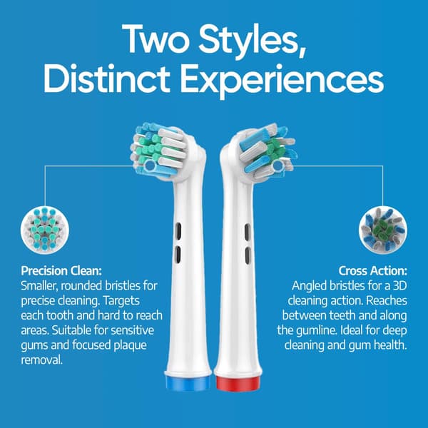 Tannbørstehoder 8-pakning, Cross Action, Precision Clean