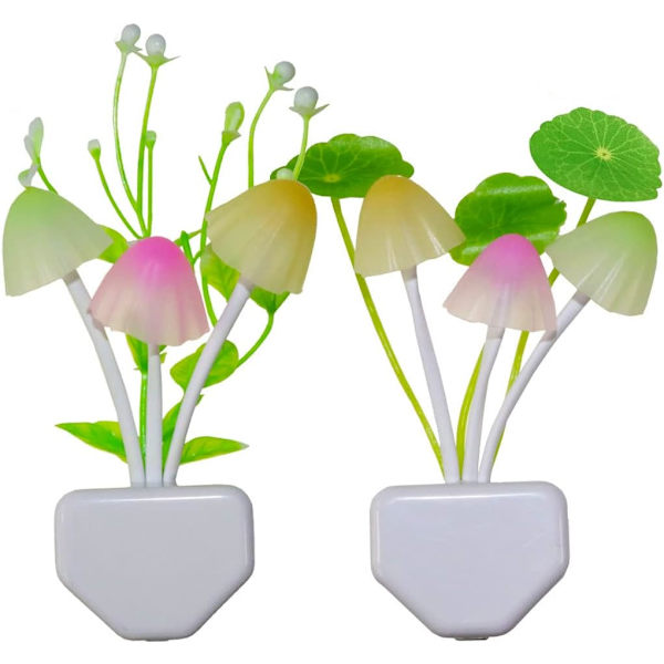 Plug-in natlys, farveskiftende sensorlys, sød champignon L