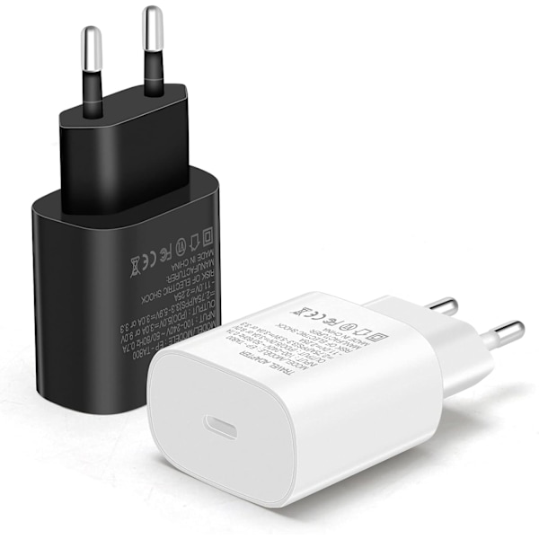 (2-PACK) Samsung S24/S22/A41/A50 USB-C 1M + 25W Väggladdare (2st)(1M +25w)