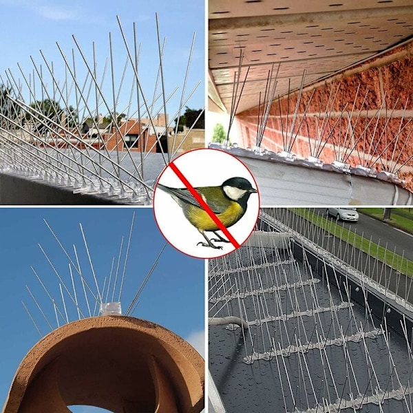 Fågelavvisare i rostfritt stål, optimal lösning för ren plats, väderbeständiga fågelpiggar för utomhusbruk, enkel installation på balkonger, balkar, takkanter,