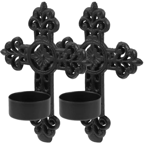 2 stk. metallvegglampe, lysestake, korsholder, veggmontert lysestake, veggdekorasjon