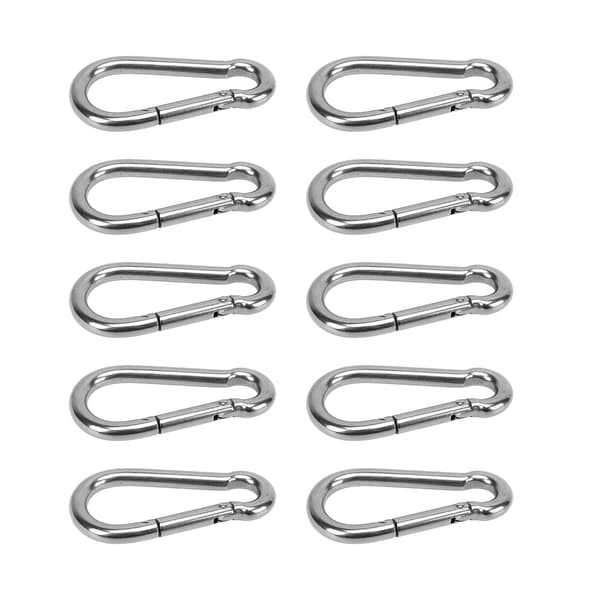 10 st Karabinhake Fjäder Snäppkrok Rostfritt Stål Säkerhetsspänne Lås för Vandring 11mm / 0.43in