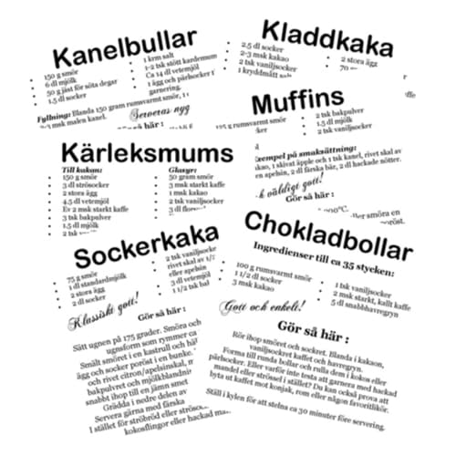 Fliseinnredning, Klassiske bakverk, 6 stk