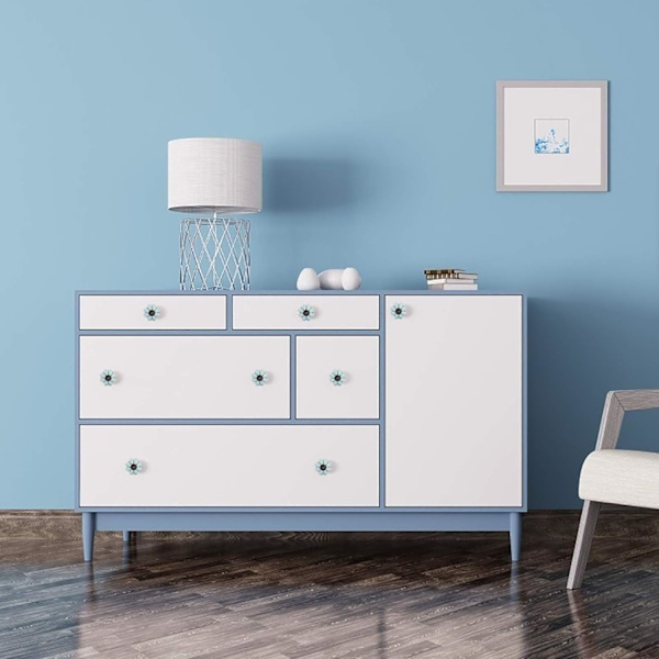 10 stk. lyseblå skapknotter runde dørknotter gresskarform
