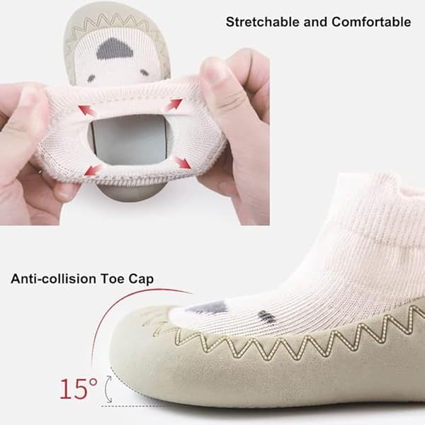 12,5-12,8 cm, Småbørnsstrømpesko Søde Baby Første Gåsko Bløde