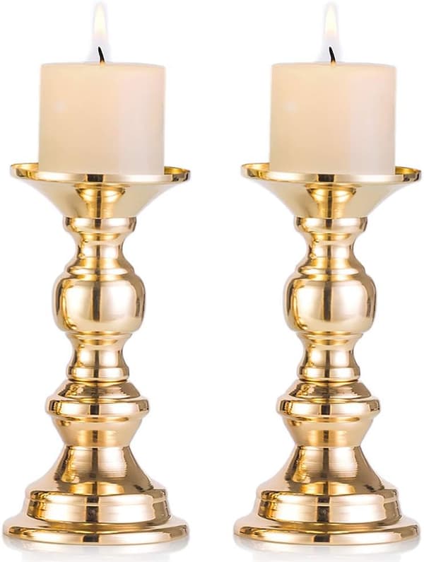 2 stk. Gull Metall Lysestaker, Bryllup, Lysestake C