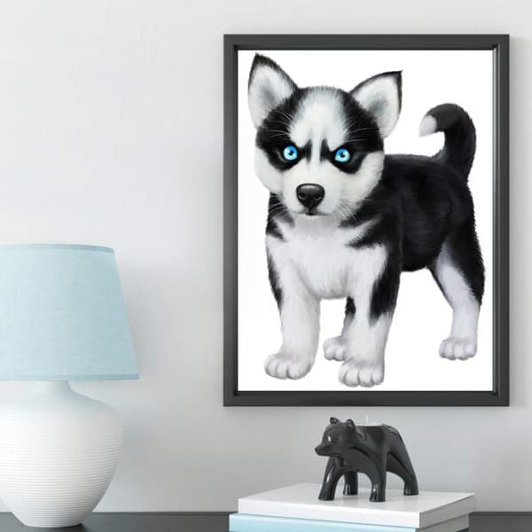 Liten Husky, 5D Målningssats Strassbroderi Korsstygn