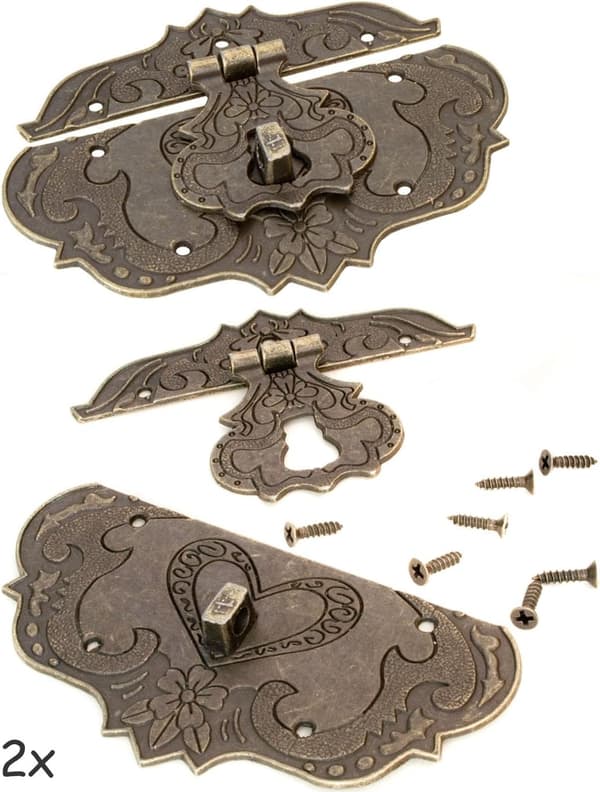 Sett med 2 antikke bronse design jernbeslag for møbler, montering