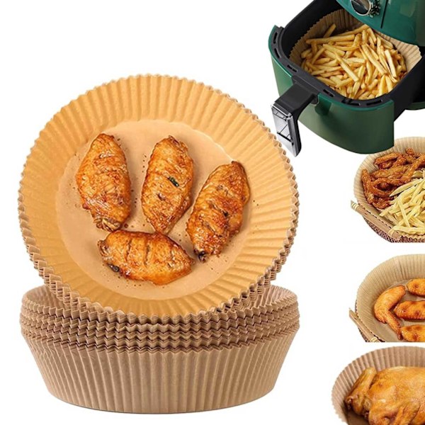 Air Fryer Papper 200-pack - 20cm Engångspapper för Luftfritös brun