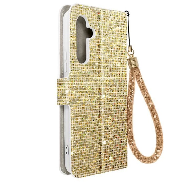 Samsung Galaxy A54 5G Fodral - AVIZAR - Glitter Disco - Plånbok - Videostöd - Gul Gul