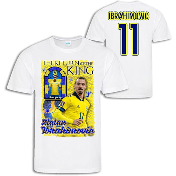Zlatan Ibrahimovic Sverige  t-shirt med Return of the king tryck White Large White 130cl 7-8år