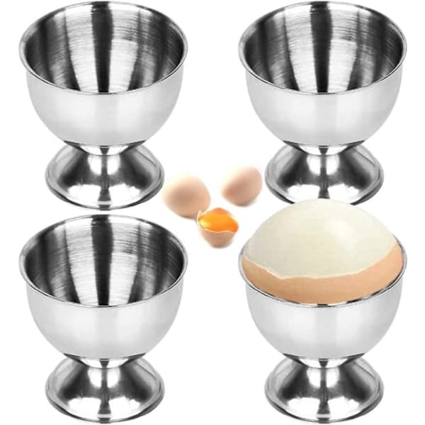 *4-delt eggkoppsett, eggkopper i rustfritt stål, flatt eggkoppsett,*
