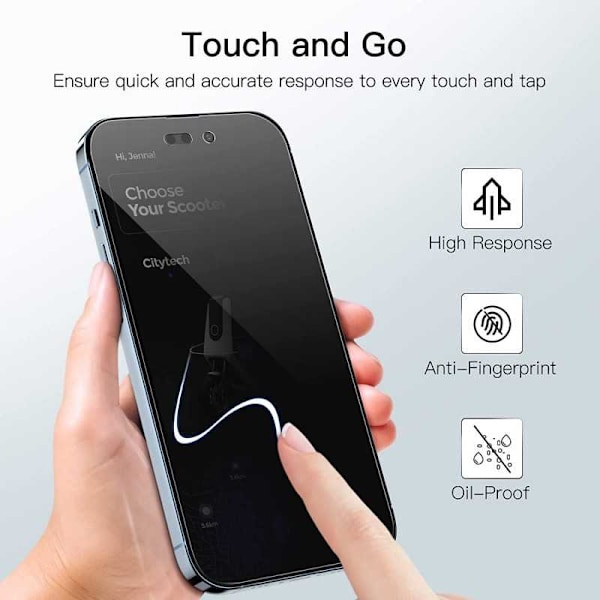 iPhone 14 Pro Max Privacy Härdat glas 0.26mm 3D 9H Transparent