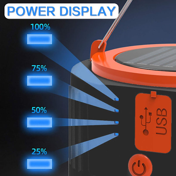 Solcelled Campinglys - USB Genopladelig LED Bærbar Campinglanterne