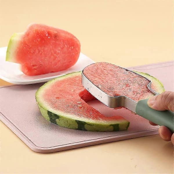 Vannmelon Gaffel Kutter Skjærer, rustfritt stål Vannmelon Popsicle Kutter Vannmelon Kutter Melon Kutter Grønn