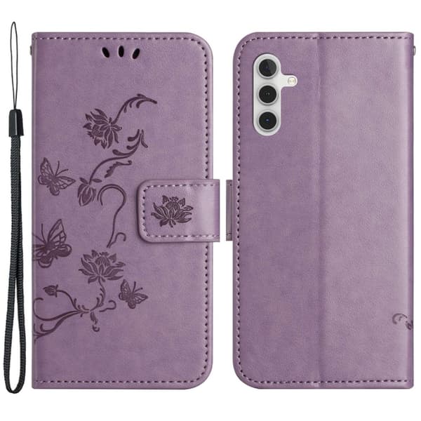 Nahkakotelo, Perhoset, Samsung Galaxy A14, Violetti