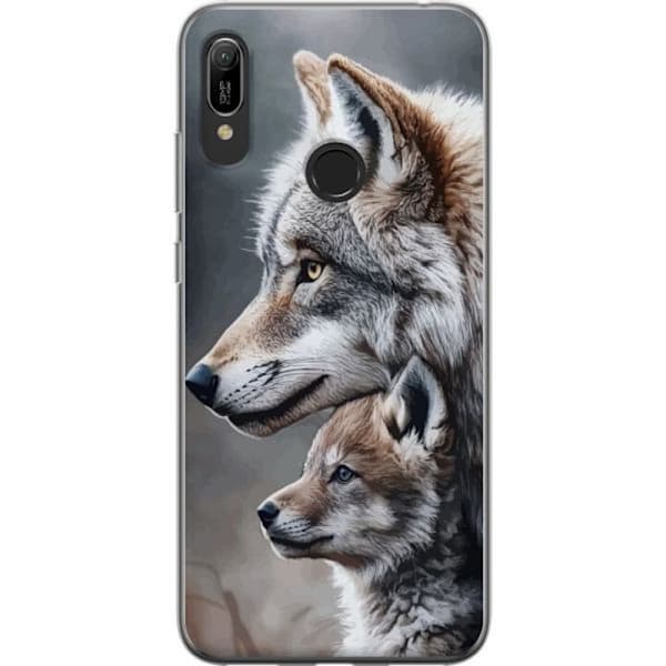 Huawei Y6 (2019) Plånboksfodral Vargar Vilda Varg Djur Mystik
